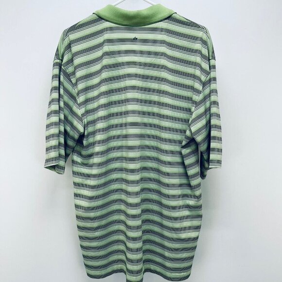 Bolle Golf Shirt Size L Tech Polo Green Stripe Performance Short Sleeve - Picture 9 of 9